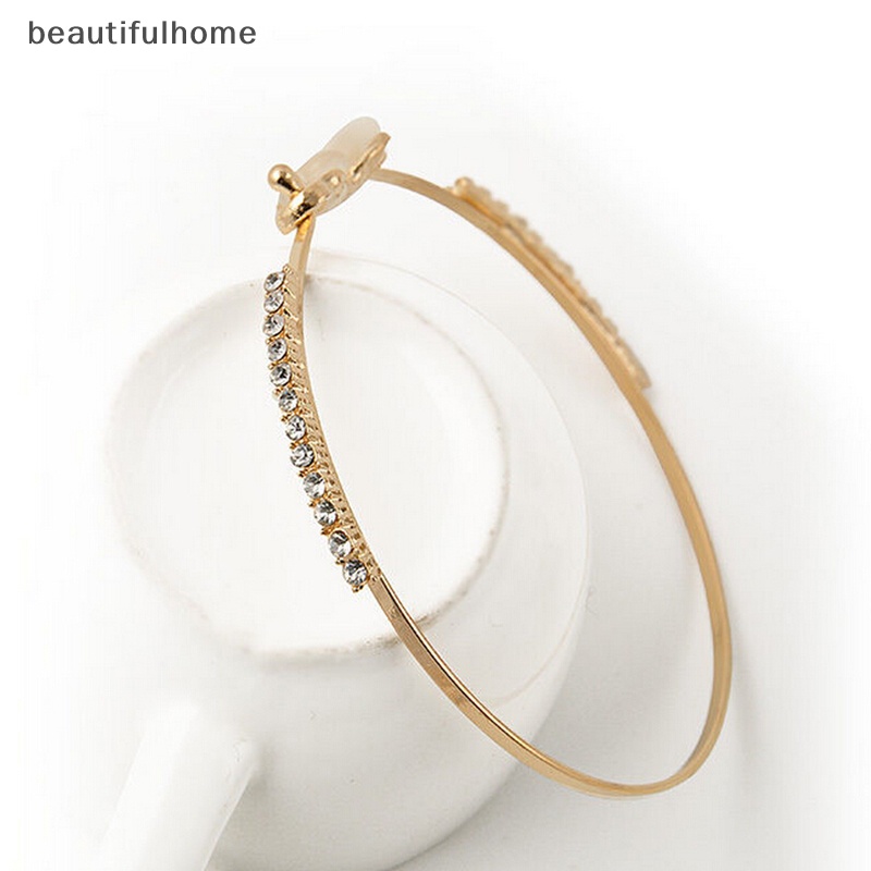 {beautifulhome} Fashion Wanita Perhiasan Bunga Kristal Berlapis Emas Pesona Manset Bangle Gelang Hadiah.