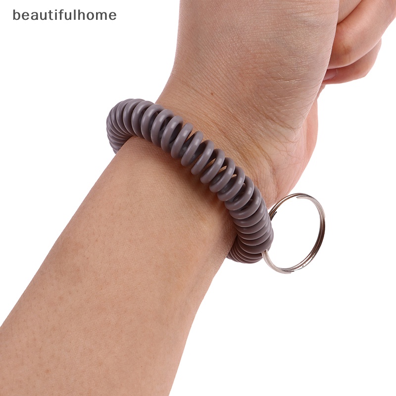 {beautifulhome} 10pcs Serbaguna Stretchable Wristband Keychain Spring Flexible Spiral Elastic Band Bracelet Key Holder Ring Untuk Sauna Gym Olahraga Luar Ruangan Rambut Rings.