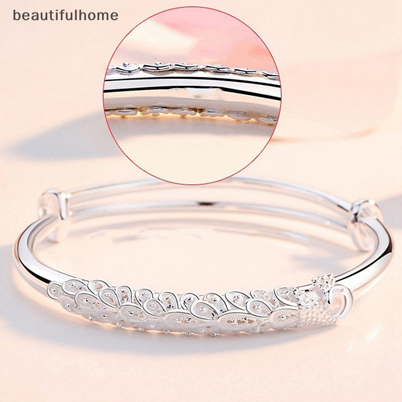 {beautifulhome} Baru Perhiasan Berlapis Perak Wanita Manset Bangle Gelang Bangles Gelang Sederhana.