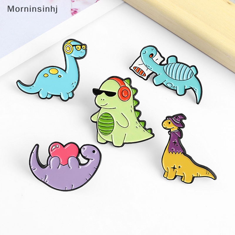 Mornin Kartun Dinosaurus Hewan Tetesan Minyak Lapel Bros Lencana Pin Pria Wanita Perhiasan Hadiah id