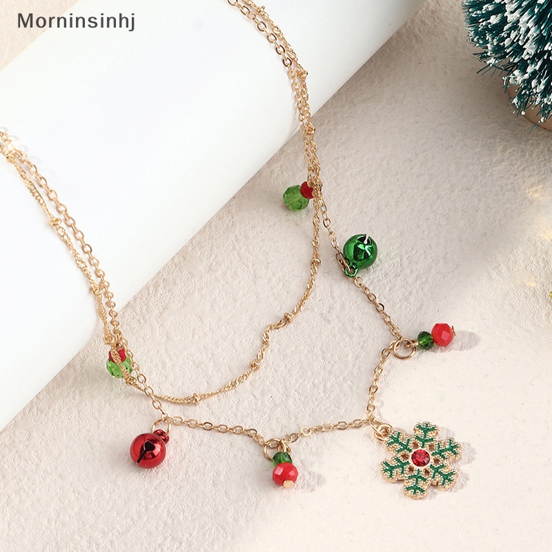 Mornin Halus Warna-Warni Lonceng Kristal Pohon Natal Liontin Kalung Untuk Wanita Fashion Klavikula Rantai Kalung Perhiasan Xmas Tahun Baru Hadiah id