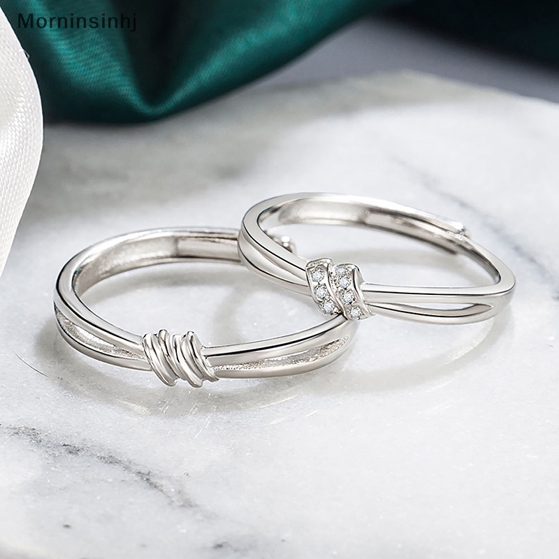 Mornin Cincin Pasangan Simpul Konsentrik Cahaya Sederhana Pembukaan Adjustable Zirkon Jari Rings Untuk Hadiah Perhiasan Peringatan Pacar id