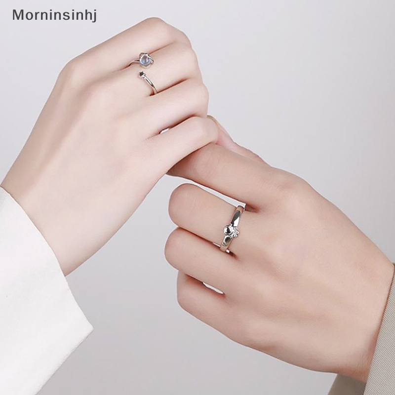 Mornin Pasangan Astronot Planet Cincin Pasangan Aksesoris Spaceman Moon Ring Star Moon Finger Ring Untuk Kekasih Pria Wanita Perhiasan id