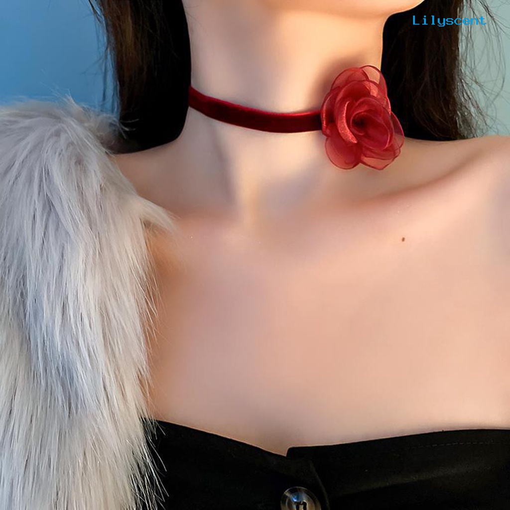 [LS]Ribbon Choker Adjustable Desain Lobster Clasp Dengan Rantai Ekstensi Warna Solid Mudah Dipakai Wanita Elegan Kalung Choker Pita Ultra Panjang Untuk Wanita