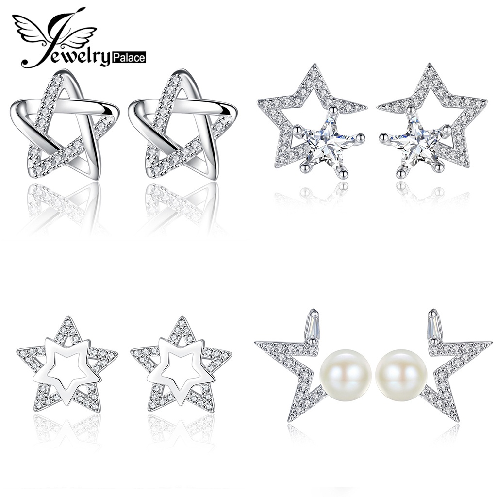 Jewelrypalace Star Asli Perak Tusuk Wanita925 Anting Berlian Moissanite Perhiasan M051