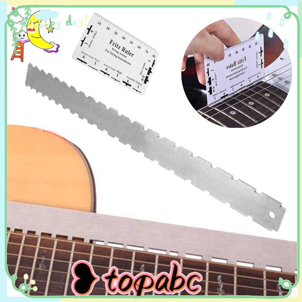 TOP Alat Pengukur Leher Gitar Berlekuk Aksesoris Gitar Elektrik Tepi Lurus Dengan String Action Ruler Untuk Gibson Untuk Fender