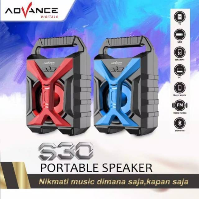 ADVANCE S30 S-30 Speaker Bluetooth Portable Kotak Musik Super BASS Resmi