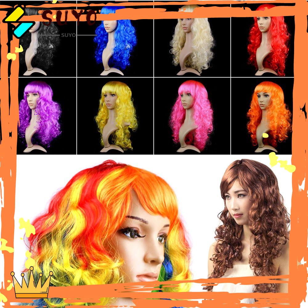 SUYO Wig Wanita Hot Rambut Tebal Pakaian Wanita Wig Full Roll Panjang