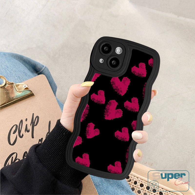 Case Graffiti Motif Bibir Tidak Teratur Kompatibel Untuk IPhone 7Plus XR X13 11 14 12 Pro Max7 8 6 6s 14 Plus XS Max SE 2020fashion Lembut Bergelombang Tepi Seni Lukisan Minyak Cinta Hati Cover