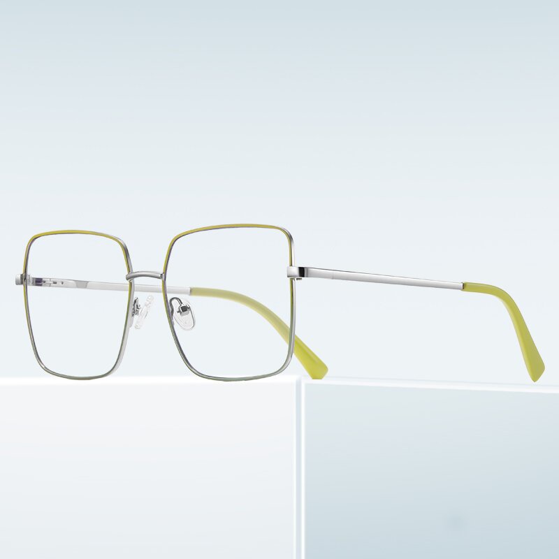 (YUZHU) Fashion Bingkai Persegi Kacamata Optik Mode Barat Progresif Warna Anti Cahaya Biru Eyeglasses Unisex