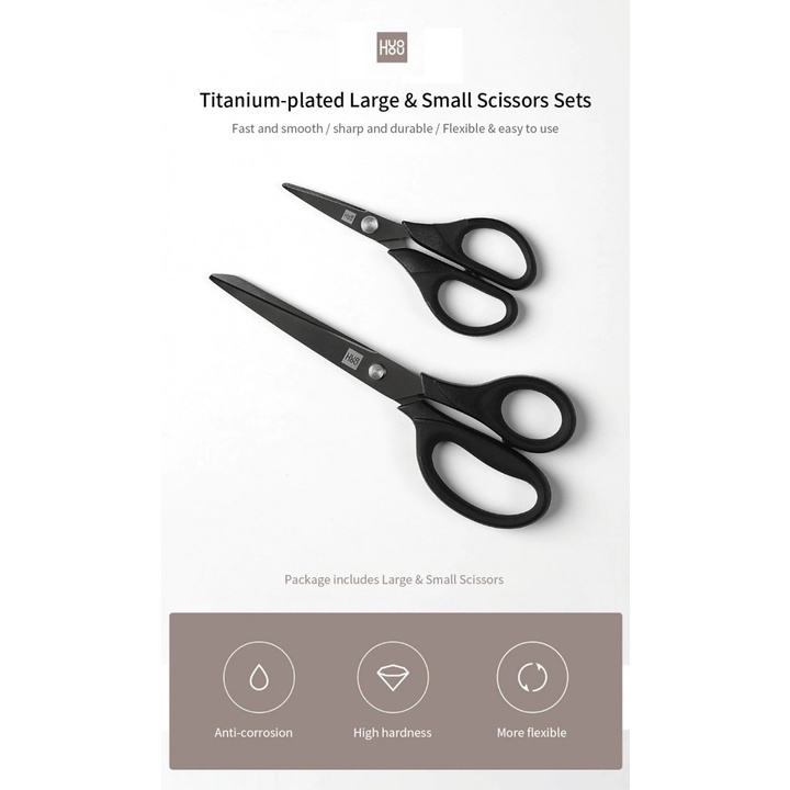 HUOHOU Gunting Titanium Plated Scissors Set 2 PCS - HU0030