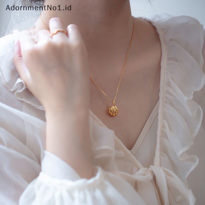 [AdornmentNo1] Emas disepuh Shell pesona kalung wanita mutiara air tawar Shell Pendant Choker