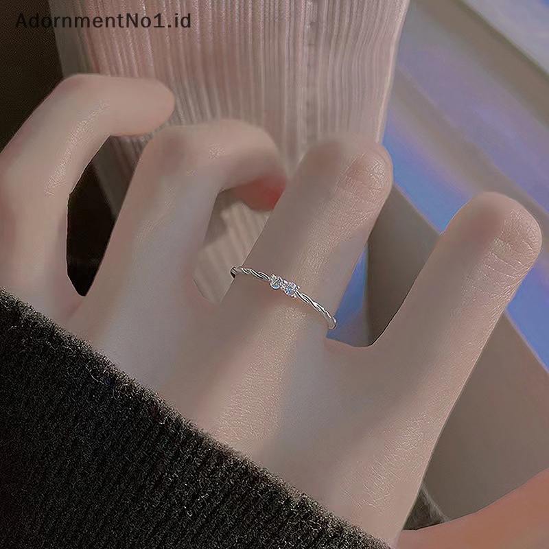 [AdornmentNo1] Mode baru Shinny kristal zirkon cincin kawin untuk wanita warna perak pertunangan perempuan pesta cincin perhiasan hadiah