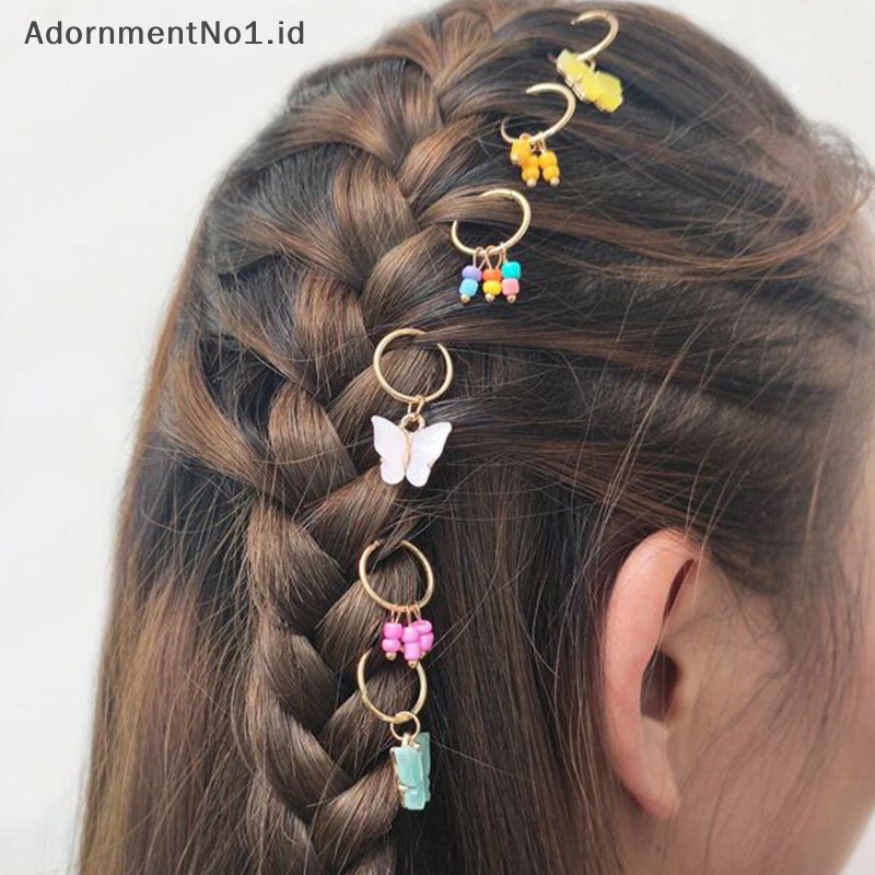 [AdornmentNo1] 6pcs jepit rambut liontin bintang kupu untuk wanita Trendy cincin logam hiasan kepala