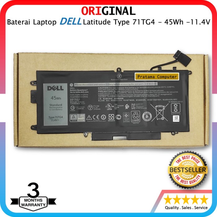 Baterai Original Laptop Dell Latitude 7390 2-in-1 Series Type 71TG4