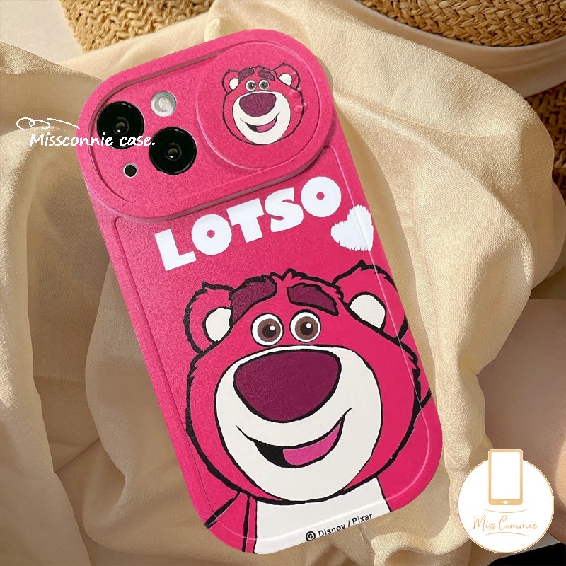 Creative Push Pull Window Camera Lens Protector Case Compatible for IPhone 11 XR 11 13 12 11 Pro Max 7Plus 8Plus X XS Max Cartoon Lovely Strawberry Bear Lotso Cover