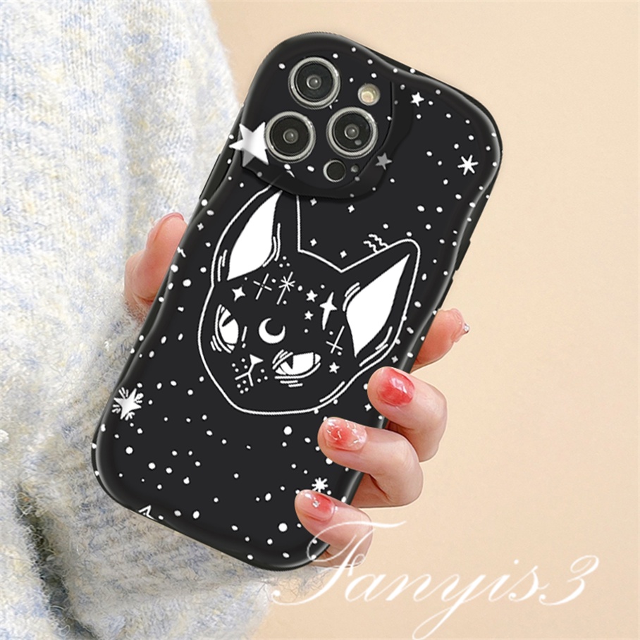 Realme C53 C55 C35 C33 C30 C30s C25Y C21Y C3 C25 C25s C20 C20A C11 C15 8i 9i 5 5i 5s 6i Narzo 50i 50A Prime Starry Cat Flower Wavy Curved Edge Phone Case TPU Soft Cover