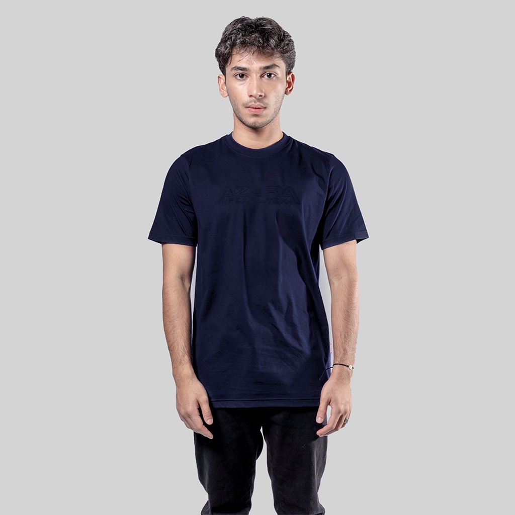 Logo Type Pearl Embos Navy Kaos Azura Streetwear Dewasa