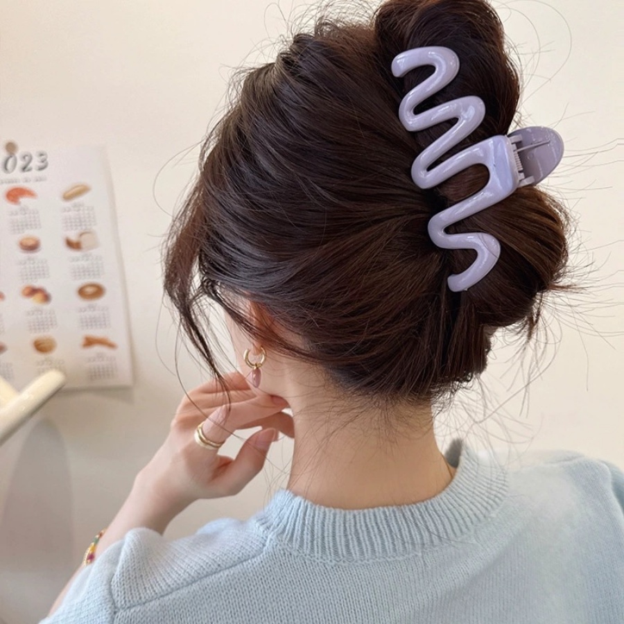 Korean Plastic Wave Hollow Hair Clip Ponytail Clip Woman Versatile Colorful Hairpin Hair Accessories