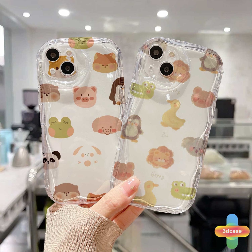 Case Keluarga Kartun Hewan Untuk OPPO A17 A17K A16 A95 A57 A16S A77 A57S A57E A55 A7 A15 A54 A5S A3S A76 A96 A5 A9 A31 A53 A33 2020 A77S A12 A12S A1K A16E A16K A54S Reno 7 7Z 8Z A74 A15S A52 A11K A92 A35 A36 A11 A93 3D Wavy Curved Edge Soft Case