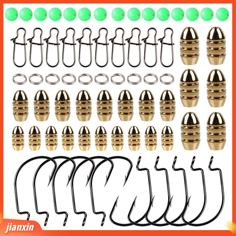(In Stock) Set Pemberat Kuningan Mancing Jig Hook Putar Ring Connector Tools Dengan Box