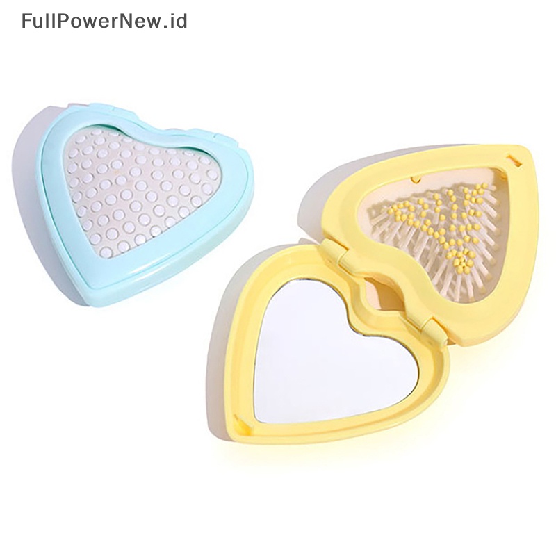 Power Mini Portable Lipat Compact Heart Pocket Sikat Rambut Cermin Styling Aksesoris ID