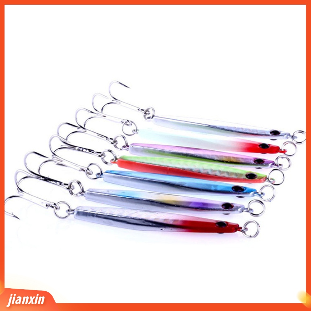 (In Stock) 7Pcs Logam Buatan Laser Umpan Pancing Tenggelam Umpan Bergaris Bass Trout Tackle