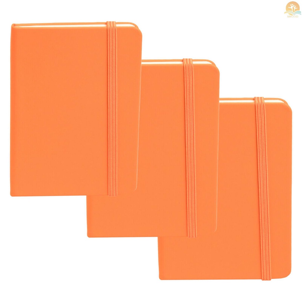 In Stock 3Pcs Leatherette A6 Jurnal Menulis Notebook Elastis Band Kertas Bergaris Perlengkapan Kantor Sekolah (Merah)