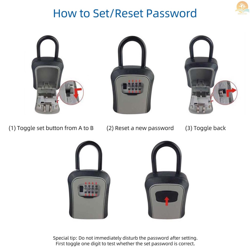 In Stock Kotak Kunci Penyimpanan Dengan Penutup Debu Paduan Aluminium Kombinasi 4 Digit Padlock Case Lockbox Key Safe Box Portable Storage for House Key ID Card U Disk