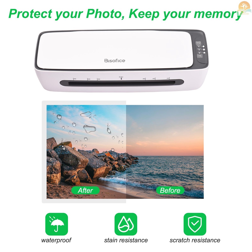 In Stock Bisofice SL688 Set Mesin Laminator Desktop Ukuran A4 Laminasi Panas Dan Dingin Multifungsi 2si Rol Lebar 9inci Max Dengan Pemotong Kertas Trimmer Rounder Lubang Punc