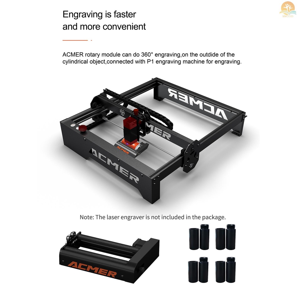 In Stock ACMER Laser Engraver Roller Untuk Benda Silinder Dengan360° Sumbu Ukir Putar 4tingkat Penyesuaian 8PCS Kolom Peninggi Diameter Ukir Sekecil 4mm Compatib