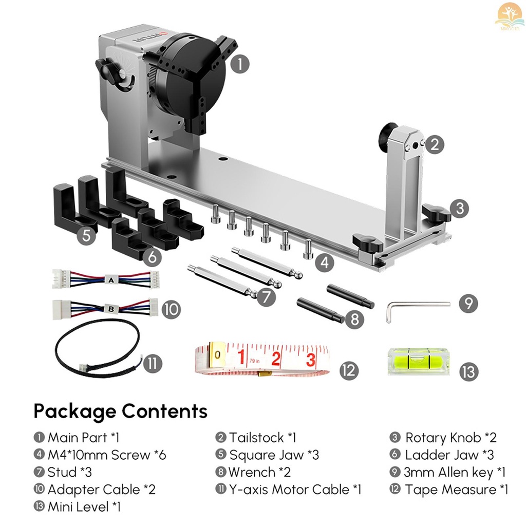 In Stock ORTUR YRC1.0 Rotating Roller Dengan180° Sudut Flip Horizontal Dan360°Grafir Putar Dengan 3rahang Sesuai Ukuran Benda Yang Berbeda Cincin Mug Cangkir Gelas Wine Gelas Bola Com