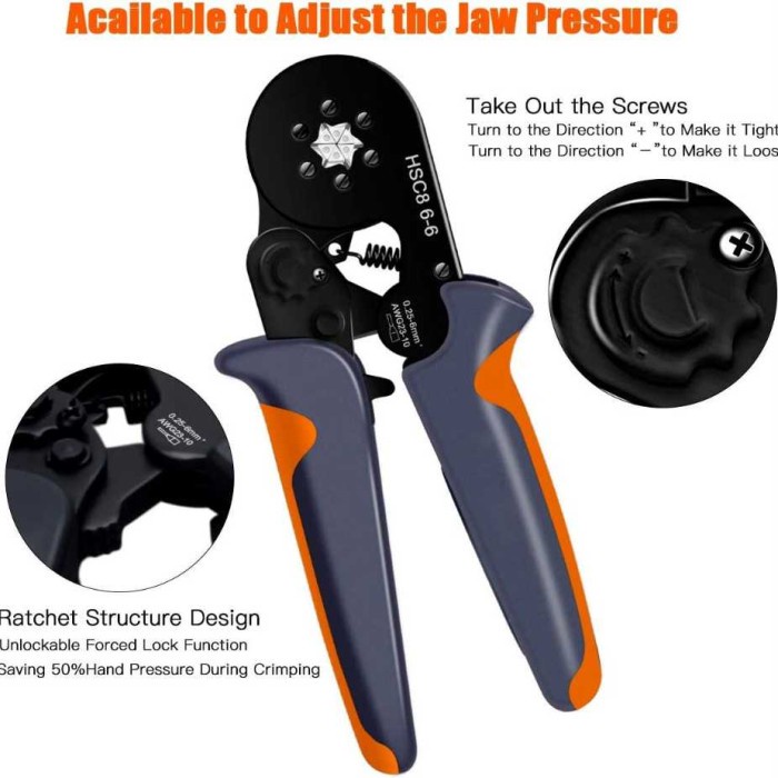 

SPCR Wire Crimp Tool Self Adjusting Crimping Pliers 0.25-6mm2 HS26CE