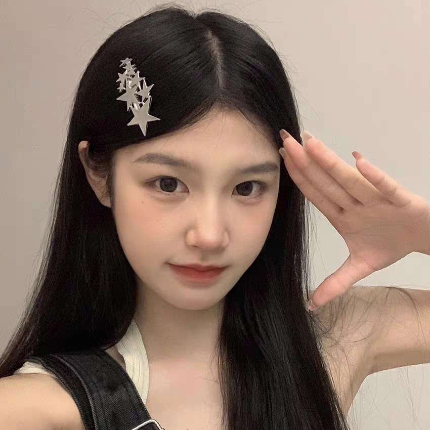 Ponytail Holder Jepit Rambut Hair Clip Elegan Korea INS Gaya Gadis Manis Keren Pentagram Bintang Hiasan Kepala Populer Sederhana Aksesoris Rambut Logam Musim Semi Klip Bobby Pin Y2k