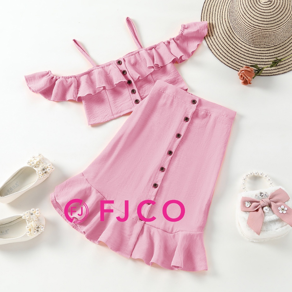 FJCO Setelan Hanna Size 2-10 Tahun Baju Setelan rok Anak Perempuan Korea