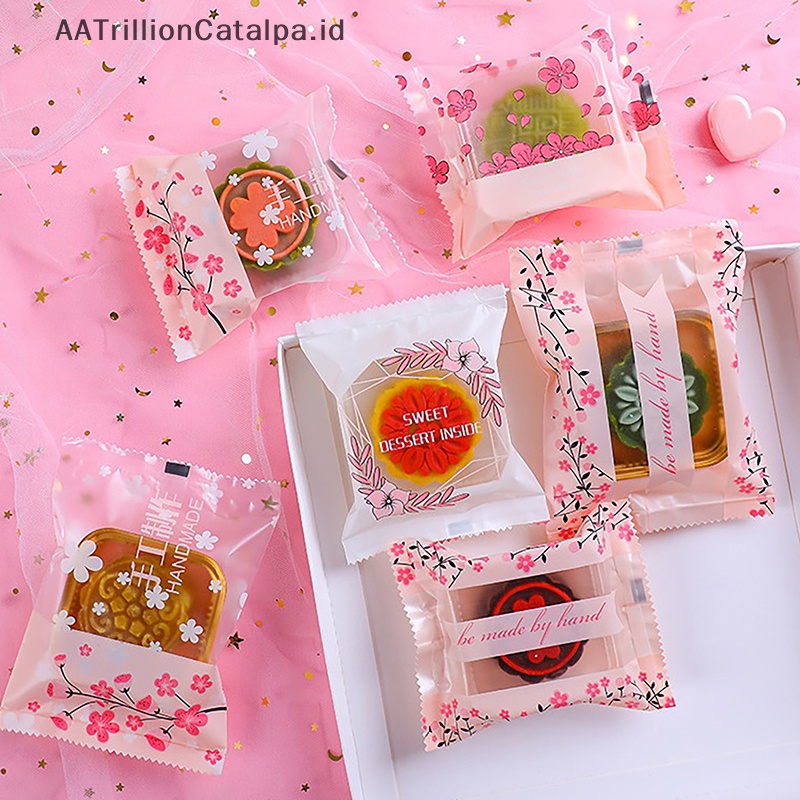 Aatrillioncatalpa 100 /200Pcs Cherry Blossom Bag Scrub Foundation Mesin Penyegel Kuning Telur Crisp Snowflake Packaging Bag DIY Cookie Bags ID