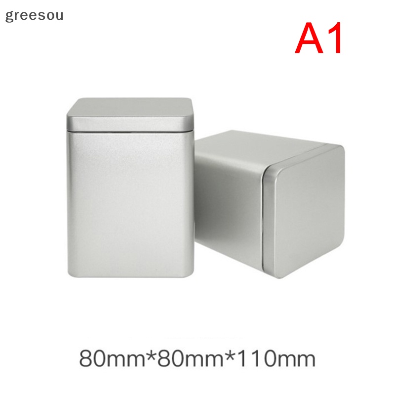 Greesou 1pcs Tea Cans Square Metal Packaging Kotak Penyimpanan Case Toples Kaleng Kecil ID
