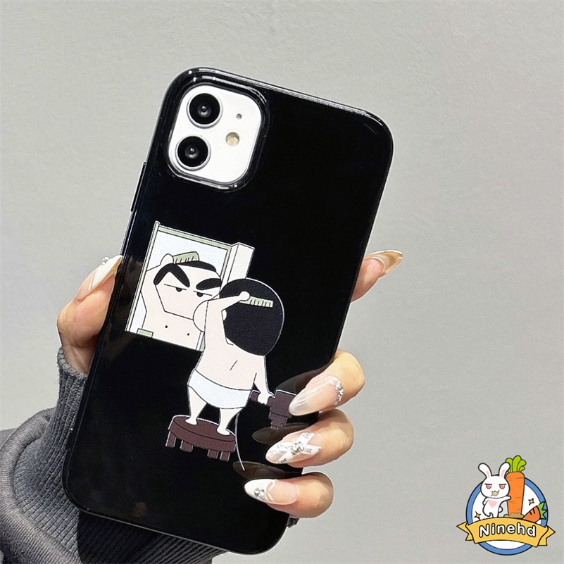 IPHONE Kartun Crayon Shin-chan Glossy Phone Case Kompatibel Untuk Iphone14 13 12 11 Pro Max X Xr Xs Max8 7 6 6s Plus SE 2020tahan Gores Lembut Silikon Shockproof Pelindung Cover