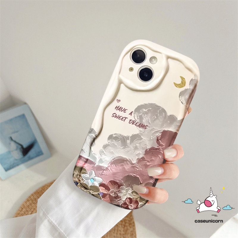 Fashion 3D Wavy Curved Edge Back Cover Case Untuk Infinix Hot8 30i 9 10Lite Hot 10 11 12 30 20 8 9 Play Note 12 G96 12 4G Smart 6Plus 6 7 5 Art Lukisan Cat Minyak Bunga Awan Lembut Sarung