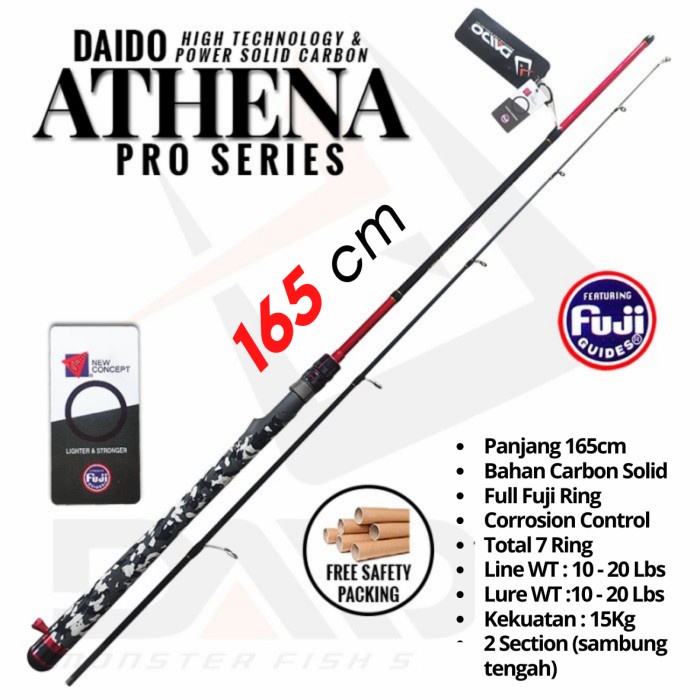 BERKUALITAS Joran Carbon Solid DAIDO ATHENA Pro Series 165cm - RING FUJI