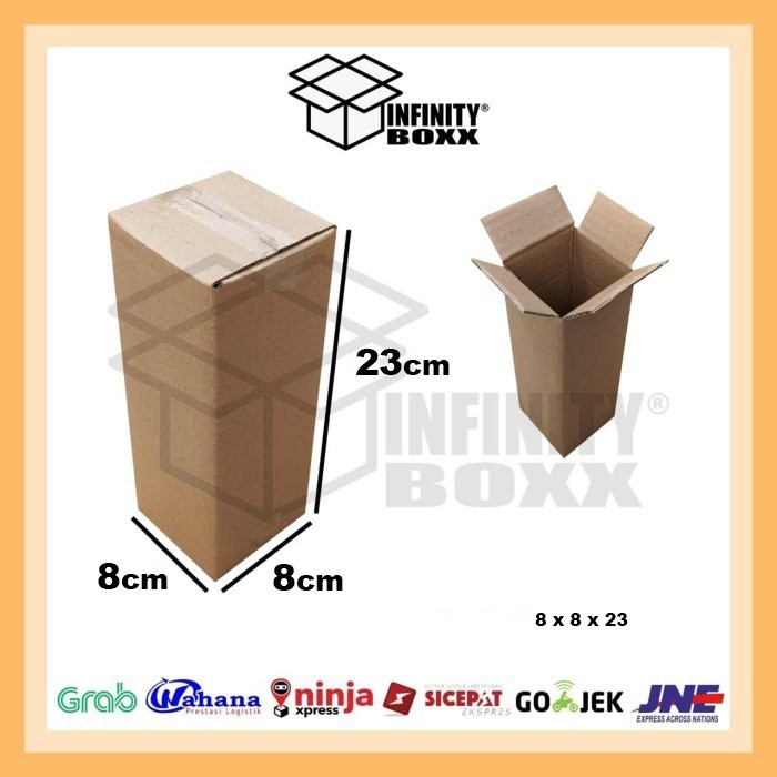 

kotak kardus box packing ukuran 8x8x23 cm sheet