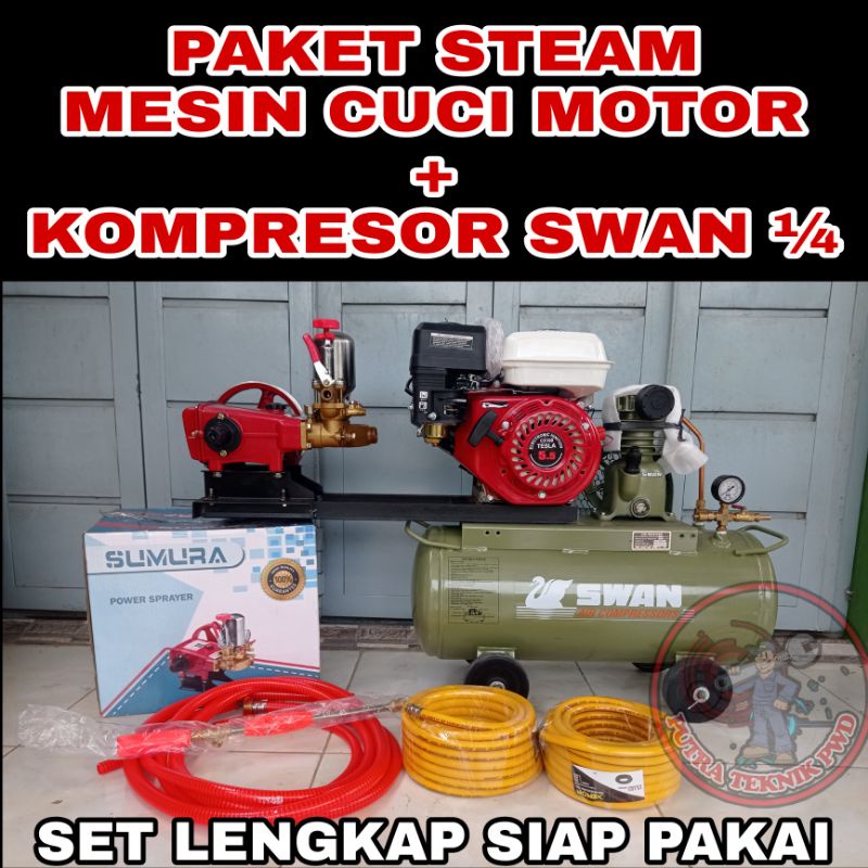 STEAM MESIN CUCI MOTOR KOMPRESOR SWAN, PAKET USAHA CUCI STEAM SANCHIN