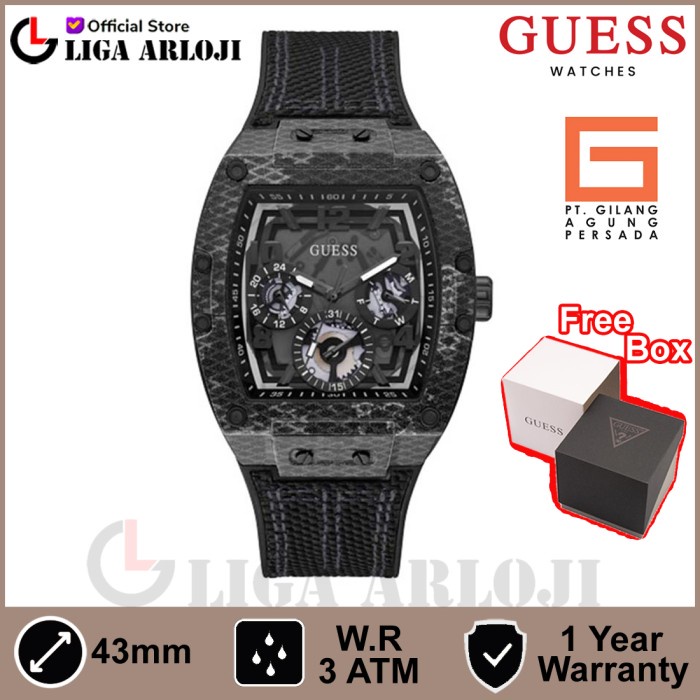 GUESS GW0422G2 Original PHOENIX Jam Tangan Pria Analog Black Silicone
