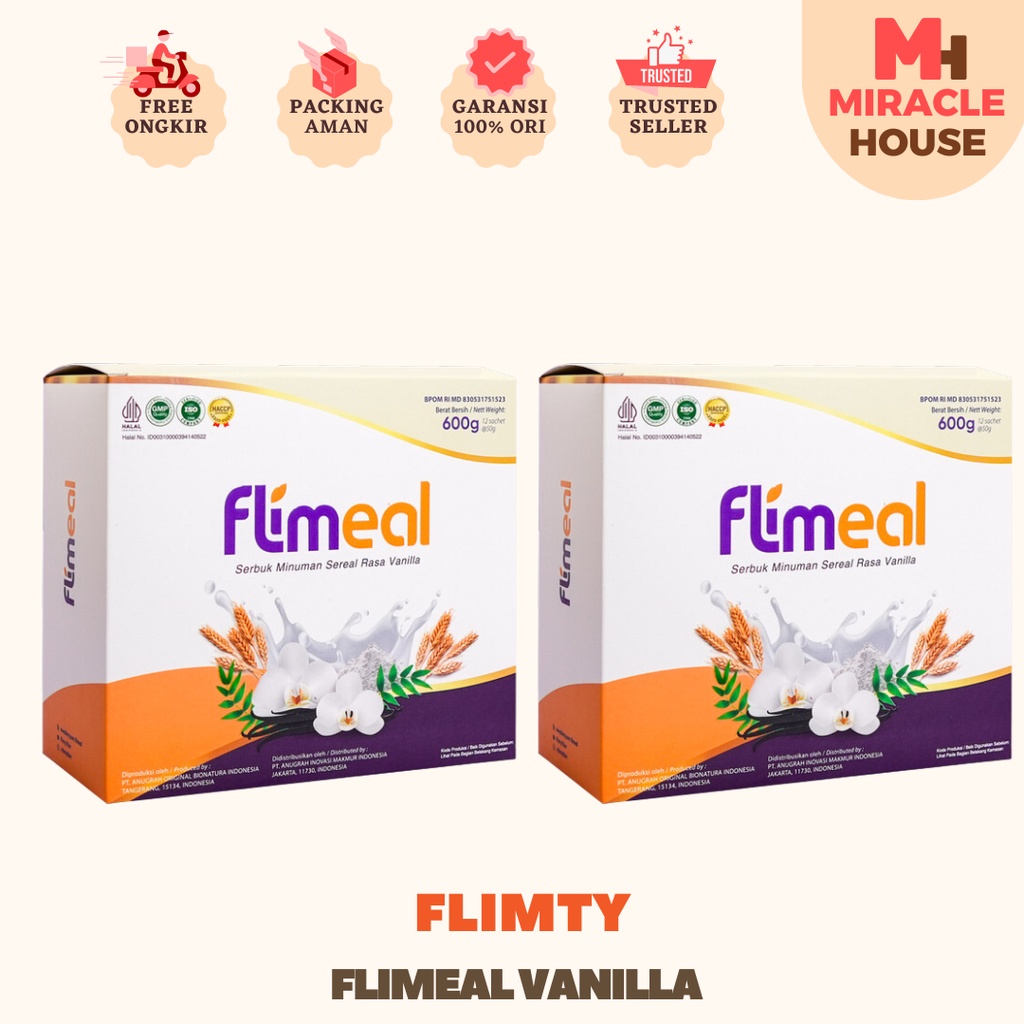 

Flimeal (Meal Replacement) - 1 Box (Isi 12 Sachet) - Vanilla flimty fiber FLIM MEAL BPOM