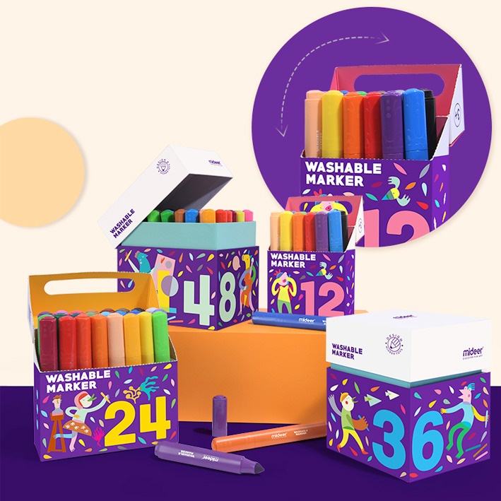 

Mideer Washable Marker COLORFUL BOX Spidol Bisa Dihapus isi 12 dan 24