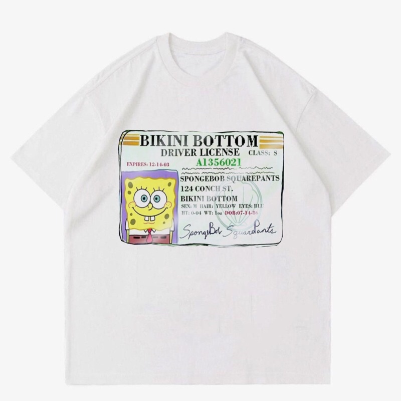 KAOS SPONGEBOB SQUAREPANTS - DRIVER LICENSE | T-SHIRT MOVIES SPONGEBOB SQUAREPANTS OVERSIZE | BAJU K