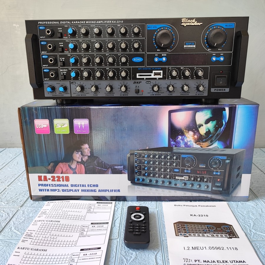 POWER AMPLI MIXER AMPLIFIER BLACK SPIDER KA2210 KA-2210 KA 2210 ORI