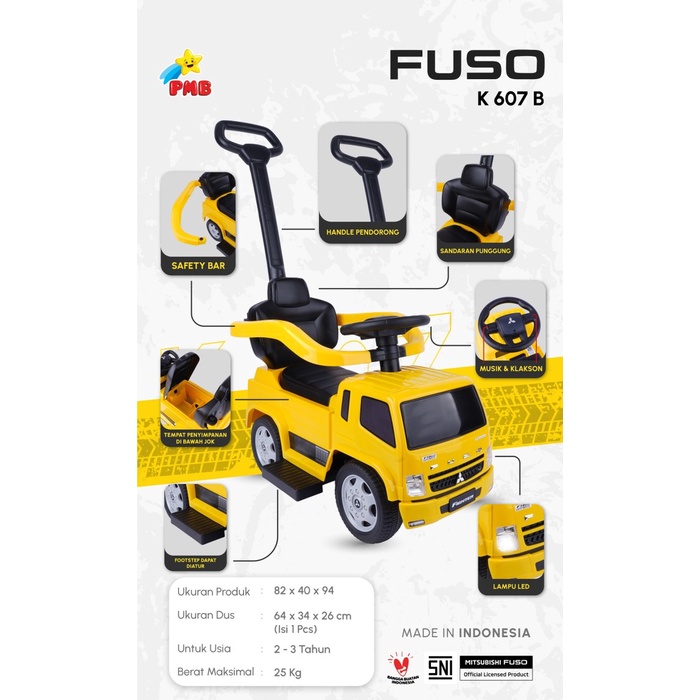 Mainan Mobil Listrik Anak Balita ToloCar PMB TRUCK FUSO DORONG k607