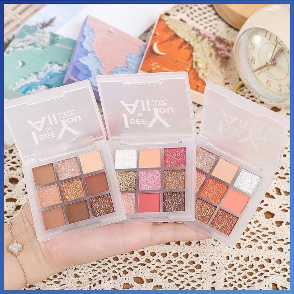 Lameila Eyeshadow Palette 9 Warna Eye Shadow Glitter All I See is You Waterproof Tahan Lama L55