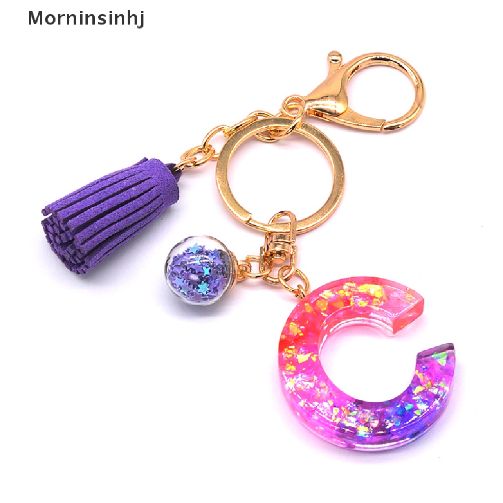 Mornin 26liontin Kunci Huruf Inisial Glitter Gradiasi Resin Alfabet Gantungan Kunci Modal Inggris Gantungan Kunci Dengan Jumbai Gantungan Kunci Mobil Charm Dekorasi id